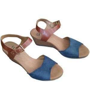 CLARKS COLLECTION Wedge sandals Color Blue and Brown Size 10